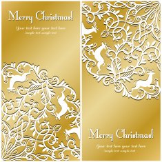 Christmas Greeting card with snowflake and deer N7