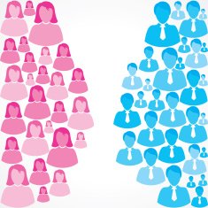 Group of female and male icons on white background N3
