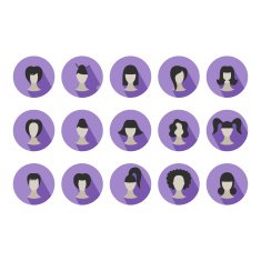 Set of flat icons hairstyles for woman N2