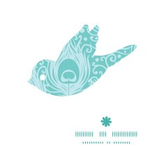Vector soft peacock feathers bird silhouette pattern frame