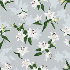 Lilies grey seamless vector background