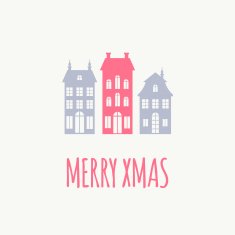 Christmas greeting card with houses silhouettes