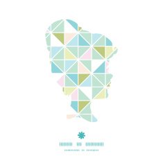 Vector colorful pastel triangle texture girl portrait silhouette pattern frame