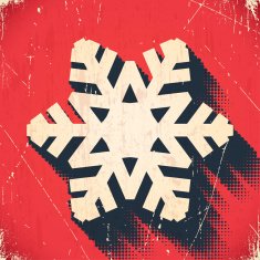 Aged Christmas snowflake card with halftone shadow