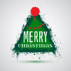 Grunge hand drawn Christmas tree card