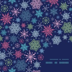 Vector snowflakes on night sky Christmas snowflake silhouette pattern frame N19