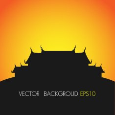 Black thai temple silhouette N2
