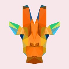 Bright colored polygonal giraffe background N2