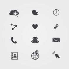 Flat black Social network icons set