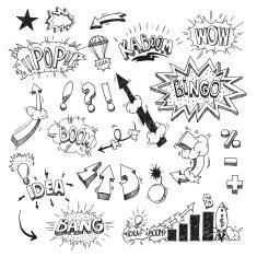 Set comic book explosion hand drawn vector illustration N3