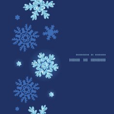 Vector glitter snowflakes dark vertical frame seamless pattern background
