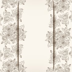 Invitation card with roses pattern Vector illustration