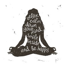 Woman silhouette sitting in lotus pose of yoga