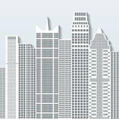 Cityscape vector illustration with office buildings and skyscrapers Part B N2