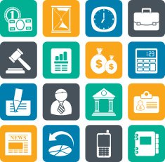 Silhouette Business Office and Finance Icons N4