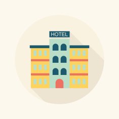 Hotel flat icon with long shadow N29