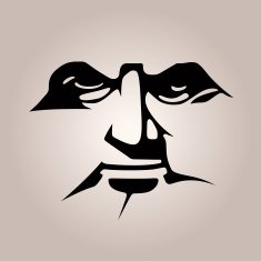 Monochromatic stencil mask black face features on white