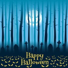 Halloween cemetery in moonlight