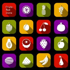 Fruits icons flat