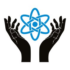 Hands with atom vector symbol