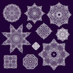 Set of decorative rosettes-stars in arabic style N16