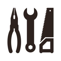 Pliers wrench and saw icon