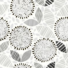 Monochrome seamless pattern of abstract flowers N27