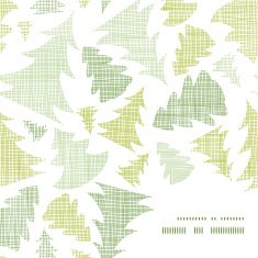 Green Christmas trees silhouettes textile frame corner pattern background