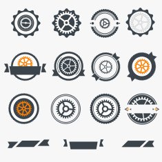Gear wheels labels set