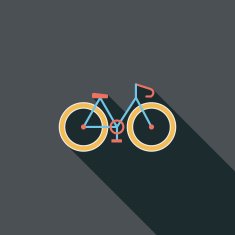 Bicycle flat icon with long shadow