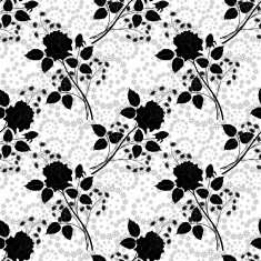 Seamless floral pattern rose silhouettes