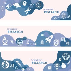 Scientific research Banners And Relevant Icon Set N4