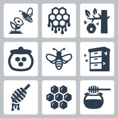 Honey related vector icons set
