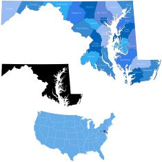 Maryland state & counties map