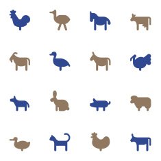 Farm Animals Icons - Color Series N2