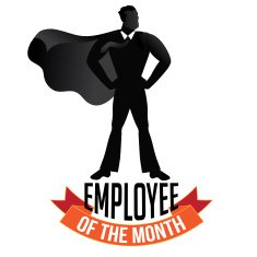 Male employee of the month isolated on white