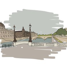 Paris city hand drawn vector illustration N7