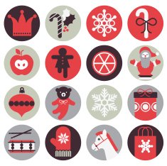 Icon set with silhouette of Christmas int N2