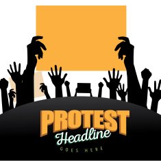 Hands holding protest signs background