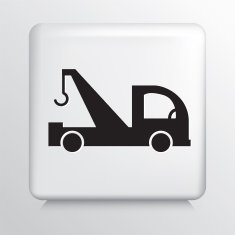 Square White Icon With Silhouette Tow Truck Hook N2