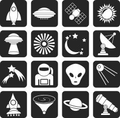 Silhouette astronautics space and universe icons
