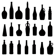 many different bottles silhouette vector