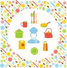 Kitchen concept with icons background N2