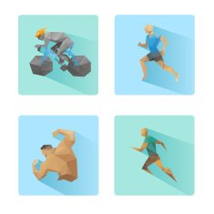 Set of flat design sport icons isolated on a white