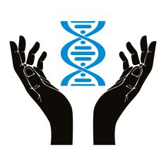 Hands holding DNA strand vector symbol