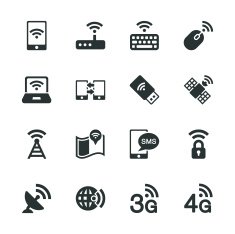 Mobile and Wireless Technology Silhouette Icons