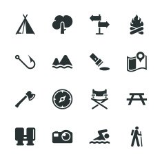 Camping and Outdoors Silhouette Icons
