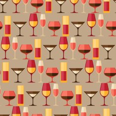 Restaurant or bar seamless pattern with different glasses N2