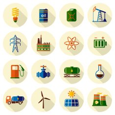 Energy electricity power vector flat icon set N2