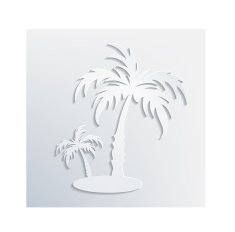 White background with palm cut out of white paper N2